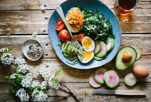 Healthy meal preparation with fresh produce